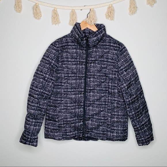 Lands End Tweed Print Down Puffer Jacket Size SP - Picture 6 of 9
